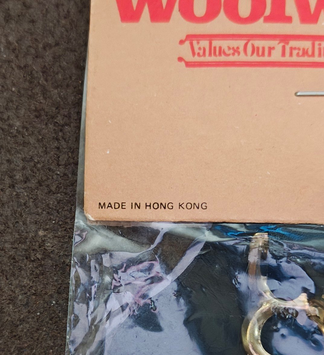 1960s/70s Woolworth Black Vinyl Luggage Tag NOS - Trinketmania-LV