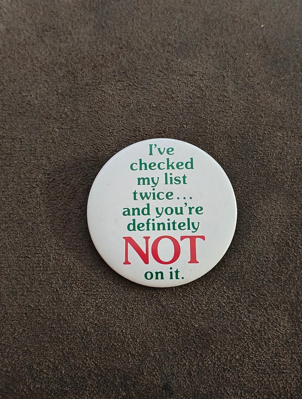 1980s Christmas Humorous Pin Button - Trinketmania-LV