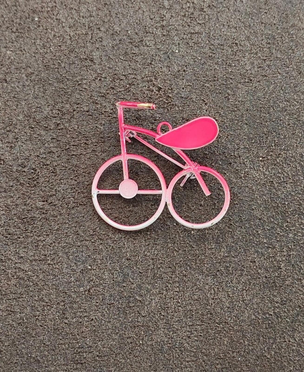 1980s Hot Pink Metal Bicycle Brooch & Pendant - Trinketmania-LV