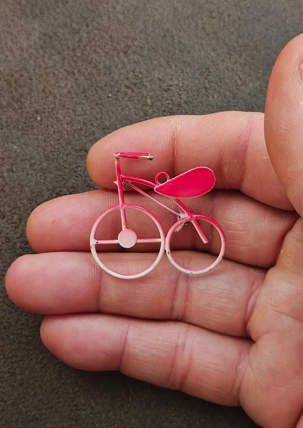 1980s Hot Pink Metal Bicycle Brooch & Pendant - Trinketmania-LV