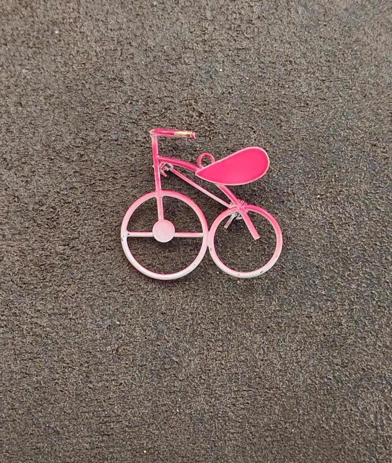 1980s Hot Pink Metal Bicycle Brooch & Pendant - Trinketmania-LV