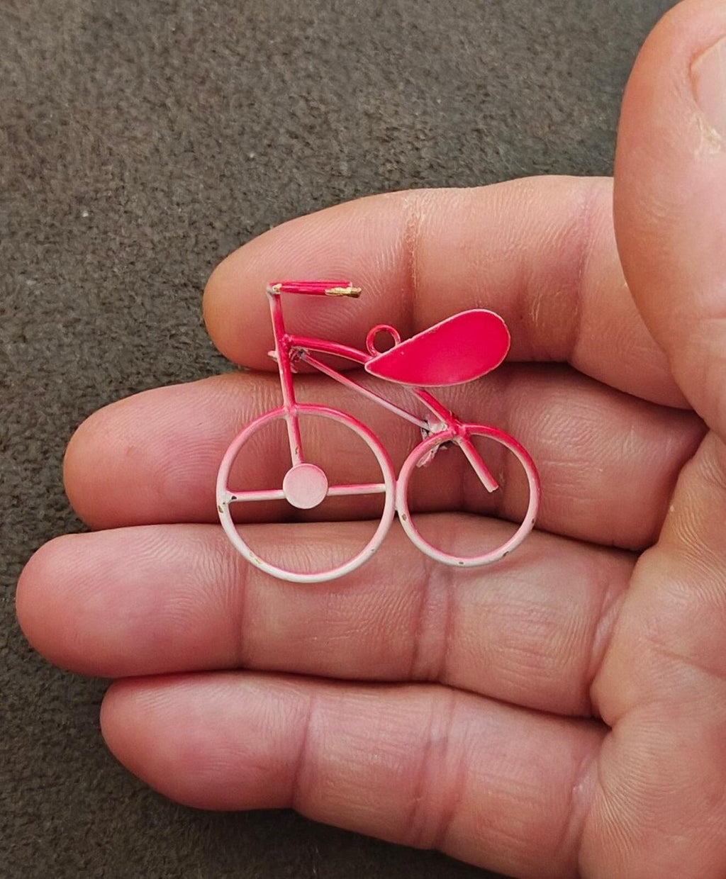 1980s Hot Pink Metal Bicycle Brooch & Pendant - Trinketmania-LV
