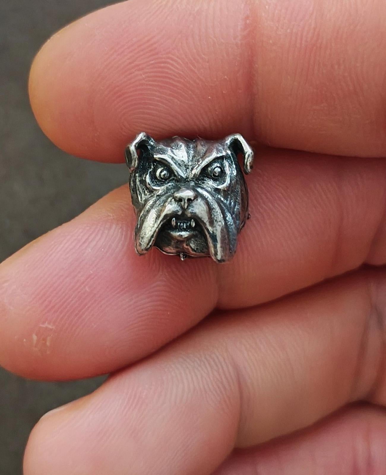 1980's Bulldog Dog Head Pewter Pin