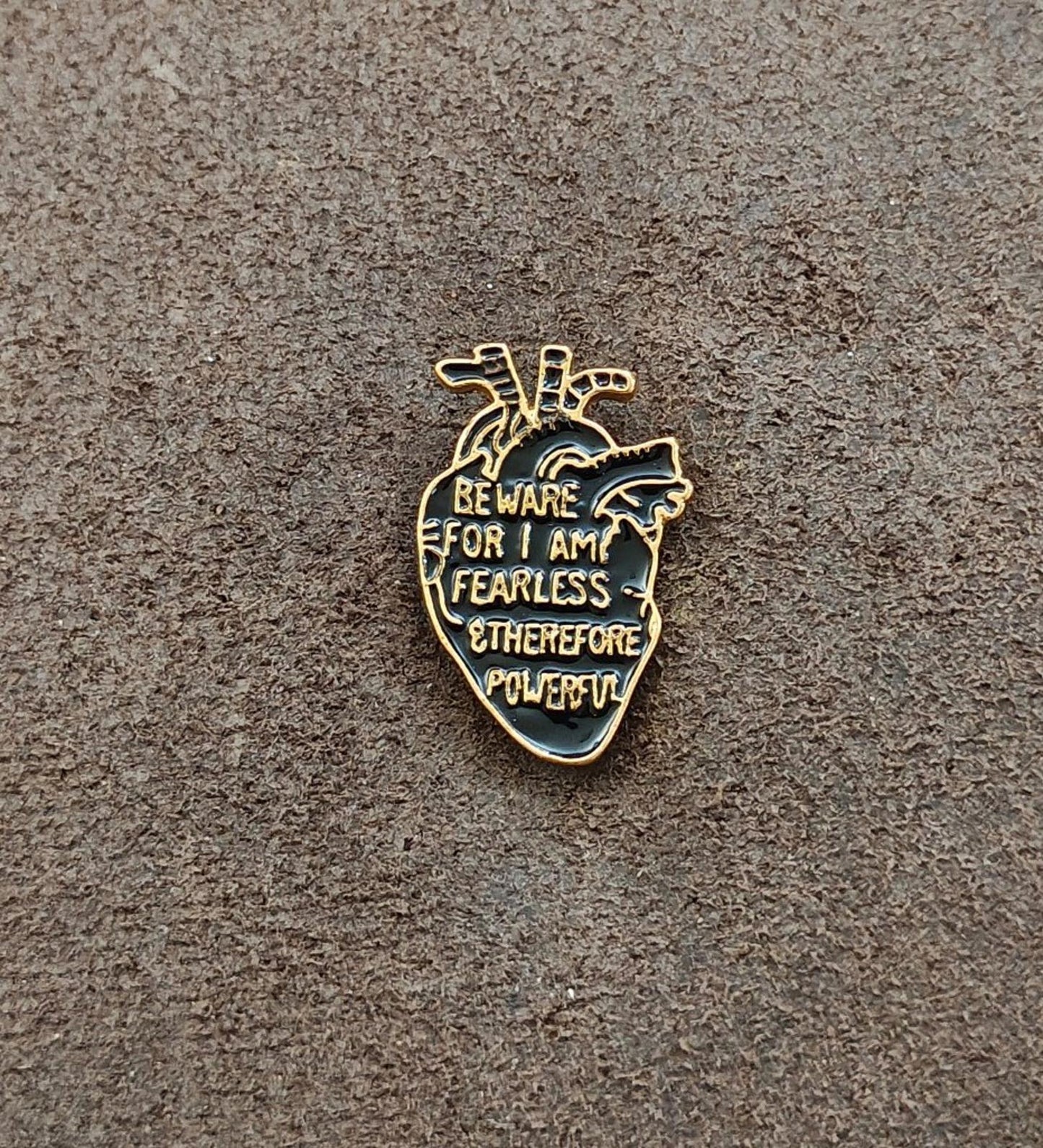Frankenstein Anatomical Heart Gold Tone Enamel Pin Gothic Literature Collection