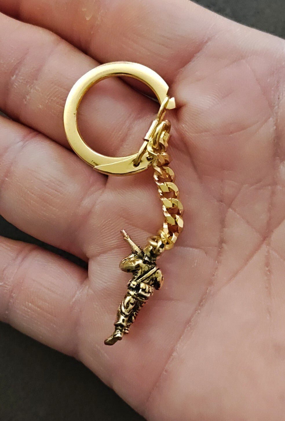 1990s Rare Gold Tone Tactical Soldier Miniature Figurine Keychain - Trinketmania-LV