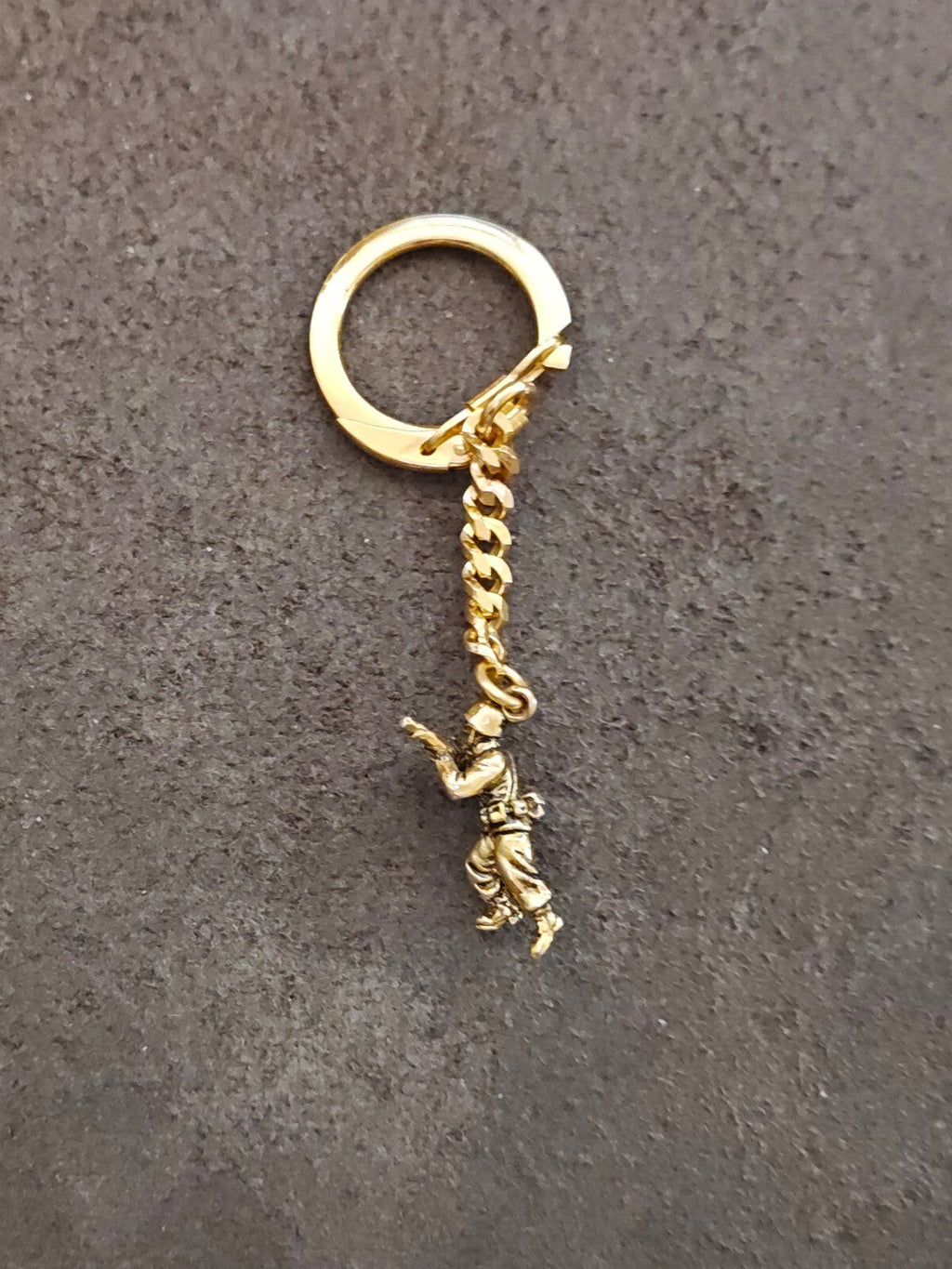 1990s Rare Gold Tone Tactical Soldier Miniature Figurine Keychain - Trinketmania-LV