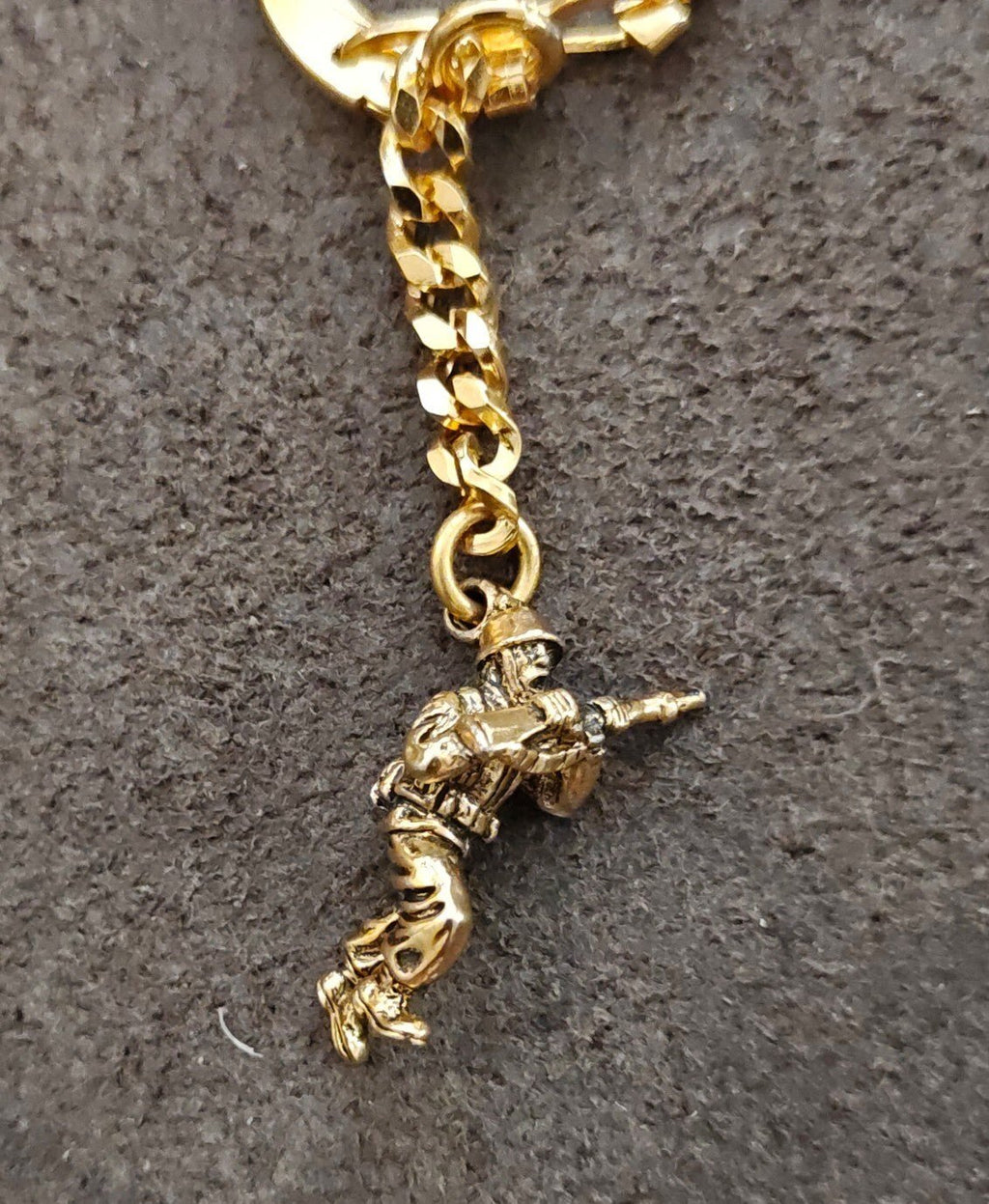 1990s Rare Gold Tone Tactical Soldier Miniature Figurine Keychain - Trinketmania-LV
