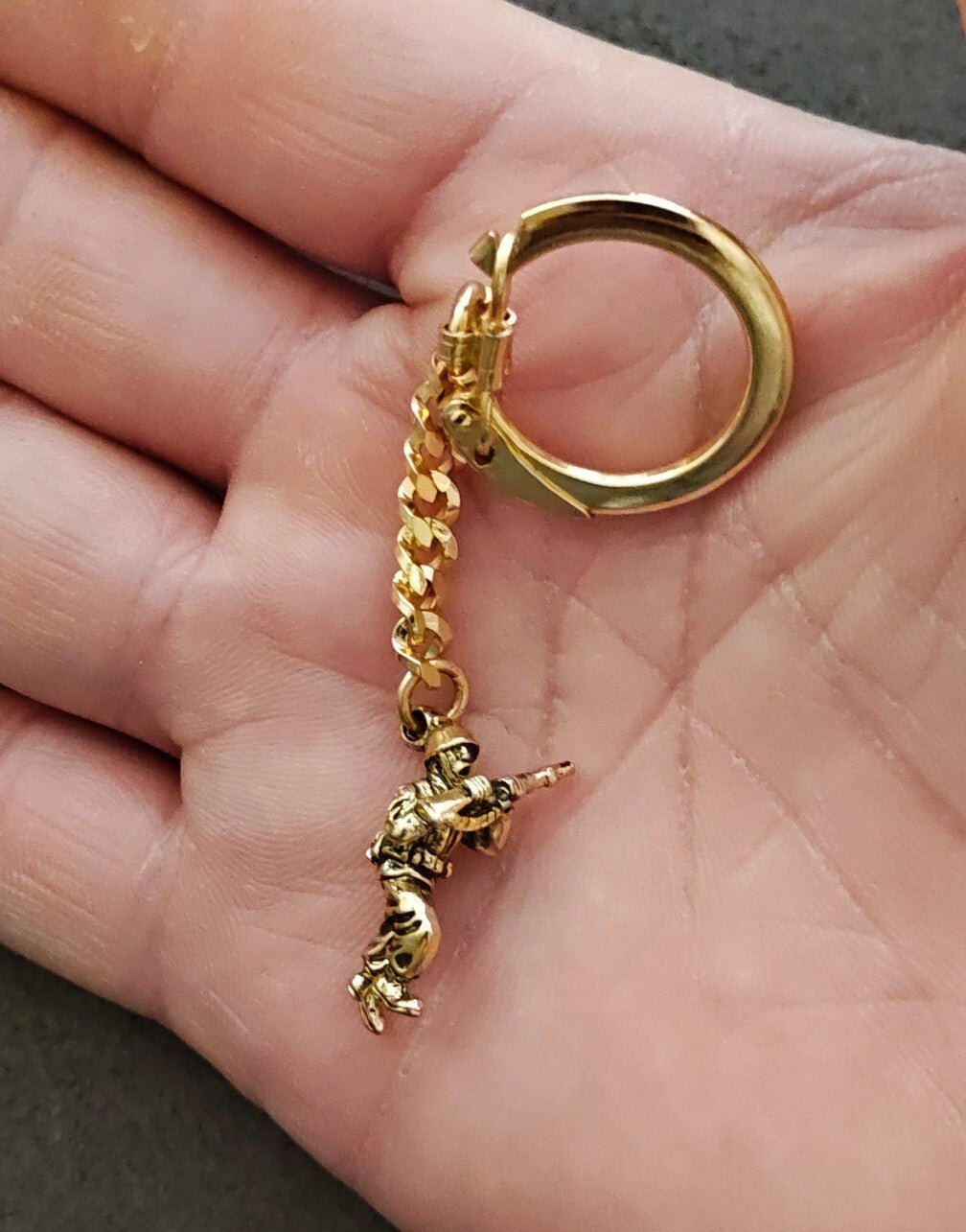 1990s Rare Gold Tone Tactical Soldier Miniature Figurine Keychain - Trinketmania-LV