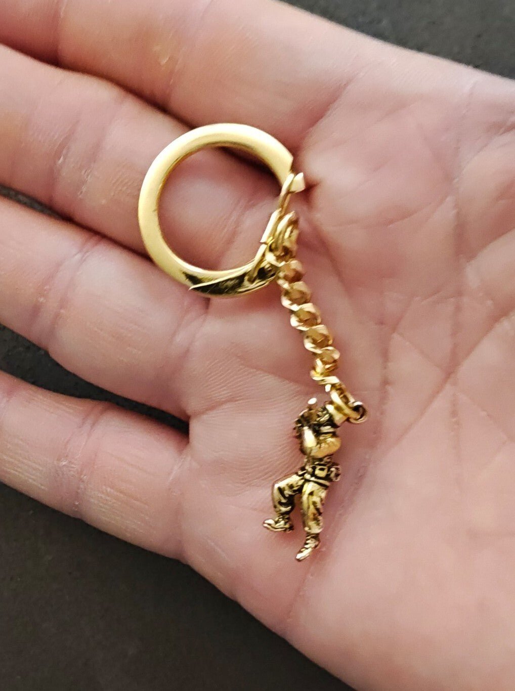 1990s Rare Gold Tone Tactical Soldier Miniature Figurine Keychain - Trinketmania-LV