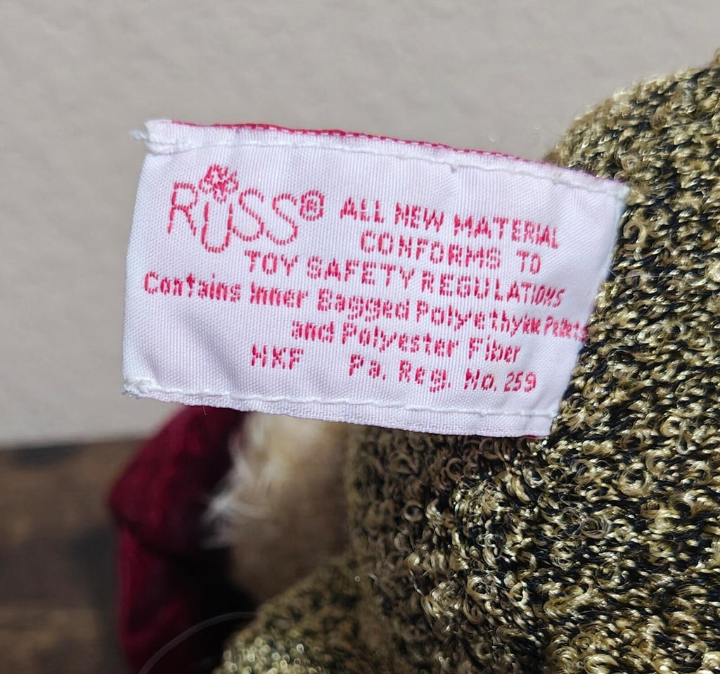 1990s Russ Berrie "Shimmers" Holiday Teddy Bear Plush - Trinketmania-LV