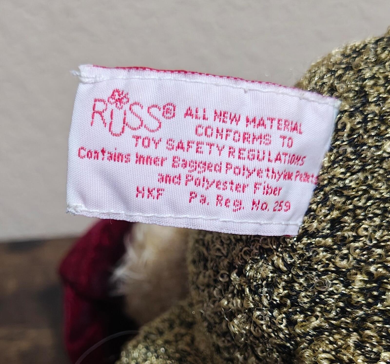 1990s Russ Berrie "Shimmers" Holiday Teddy Bear Plush - Trinketmania-LV