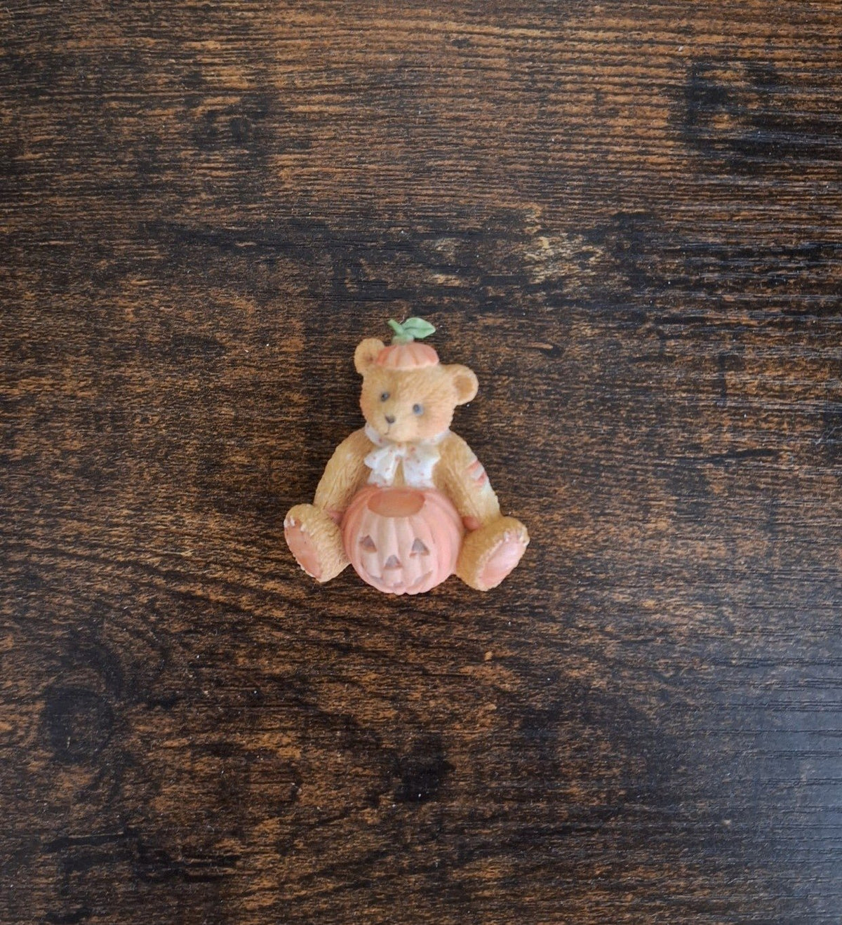 1995 Enesco Cherished Teddies Jack O'Lantern Teddy Bear Pin Brooch - Trinketmania