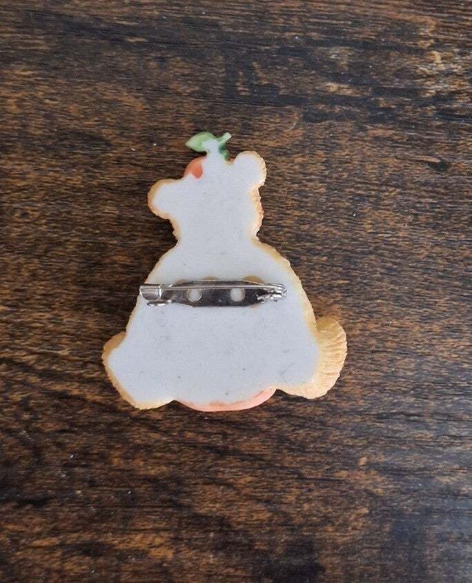 1995 Enesco Cherished Teddies Jack O'Lantern Teddy Bear Pin Brooch - Trinketmania