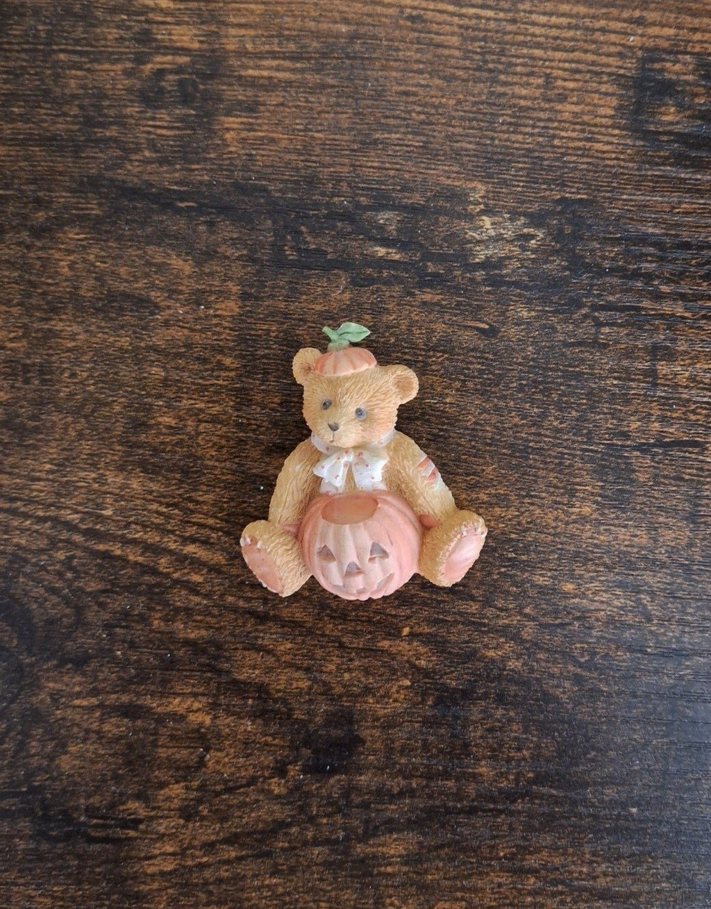 1995 Enesco Cherished Teddies Jack O'Lantern Teddy Bear Pin Brooch - Trinketmania