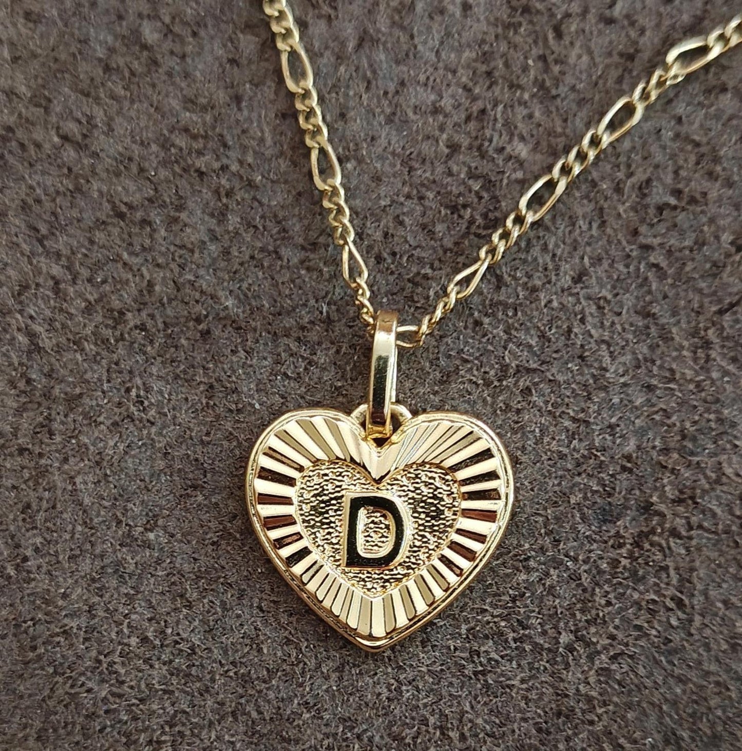 Heart Monogram Initial D Gold Tone Pendant Necklace