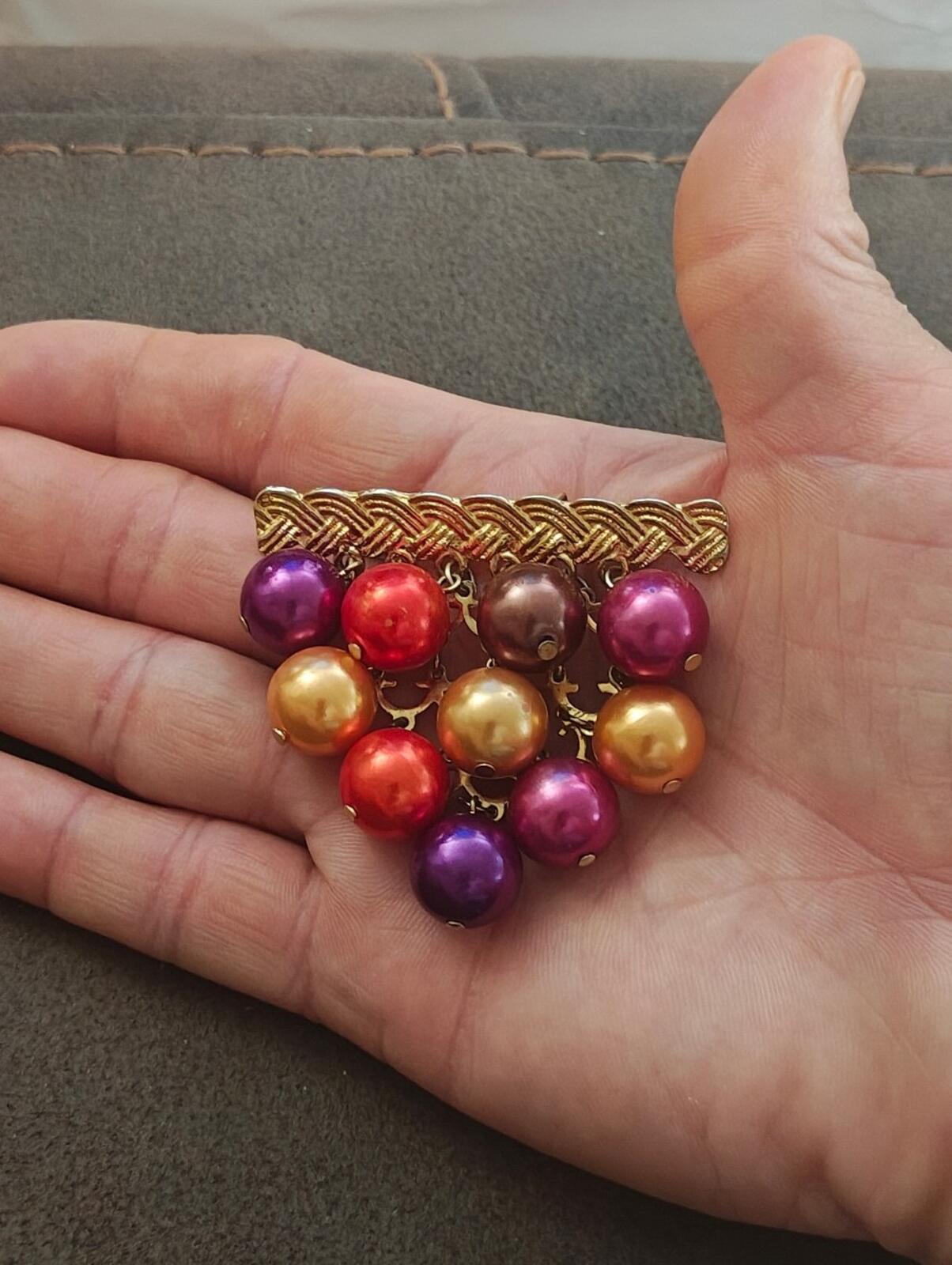 1960s Chandelier Style Gold Tone With Colorful Beads