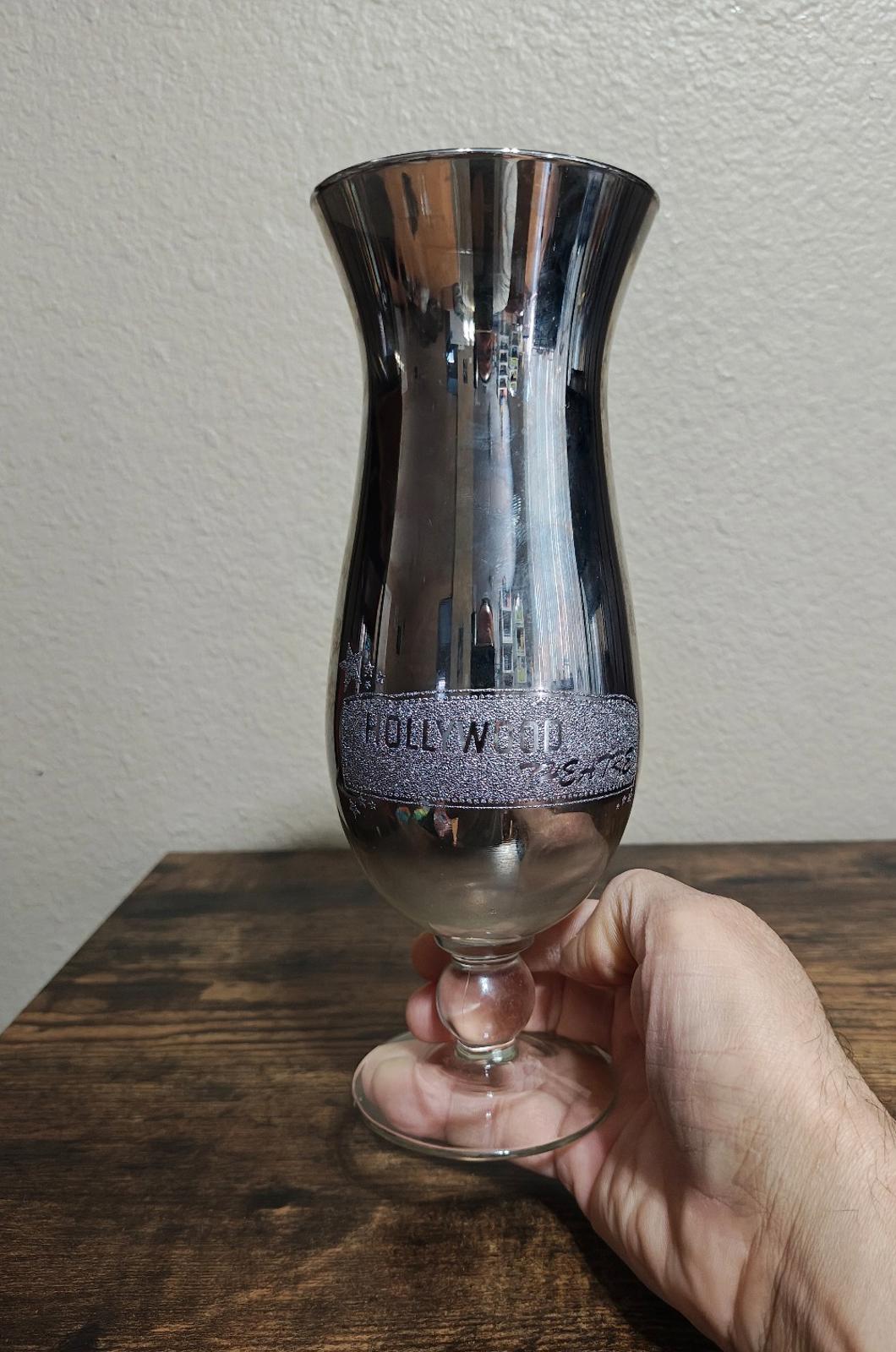 1990's Mirrored MGM Grand Hollywood Las Vegas Goblet/Hurricane Glass