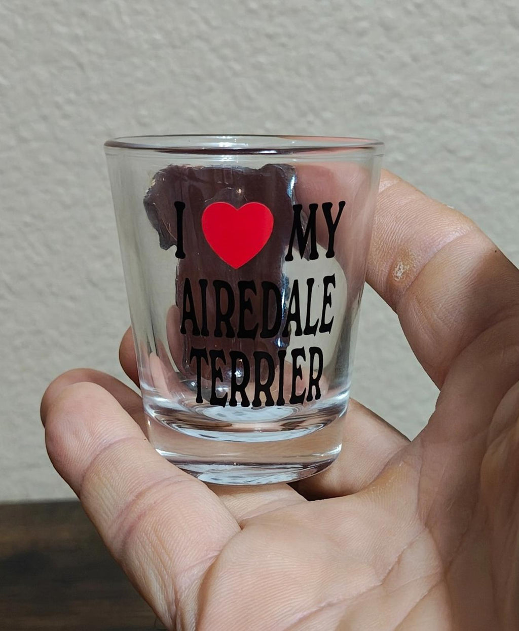 1990's 3D Embossed Airedale Terrier Shot Glass