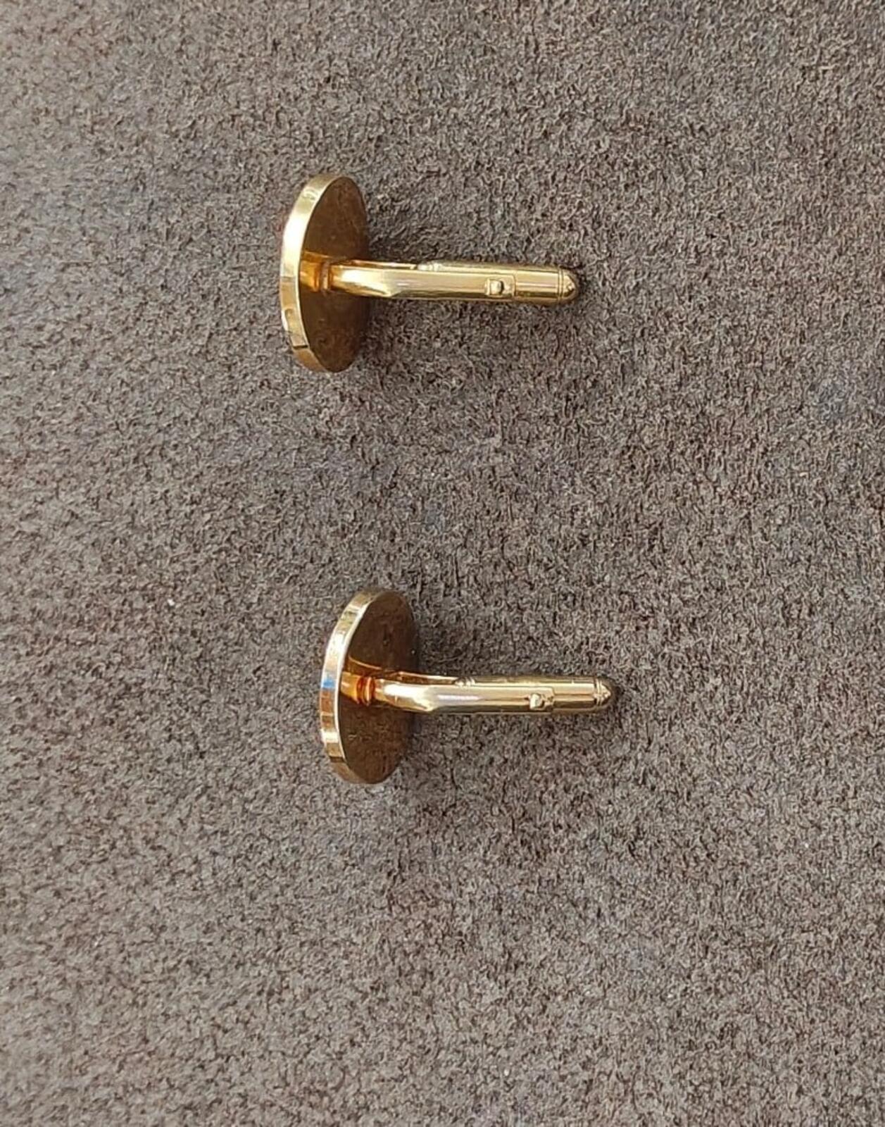 1950s/60s Marked Flex-Let Art Deco Style Gold Tone Textured Cufflinks