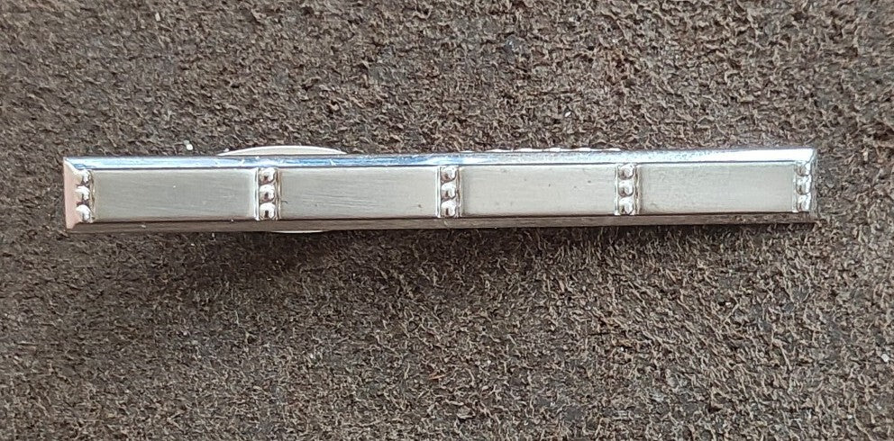 1950s/60s Hickok USA Silver Tone Modernist Panel Tie Bar Clip