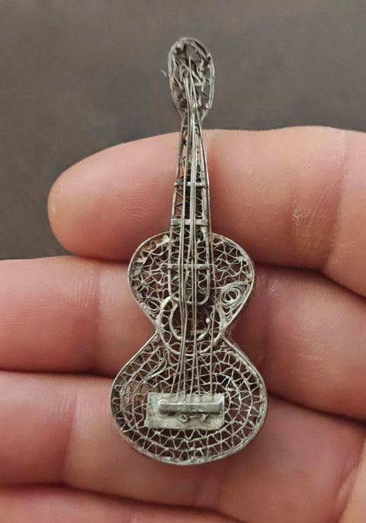 1960s Mexican Sterling Silver Filigree Ornate Brooch