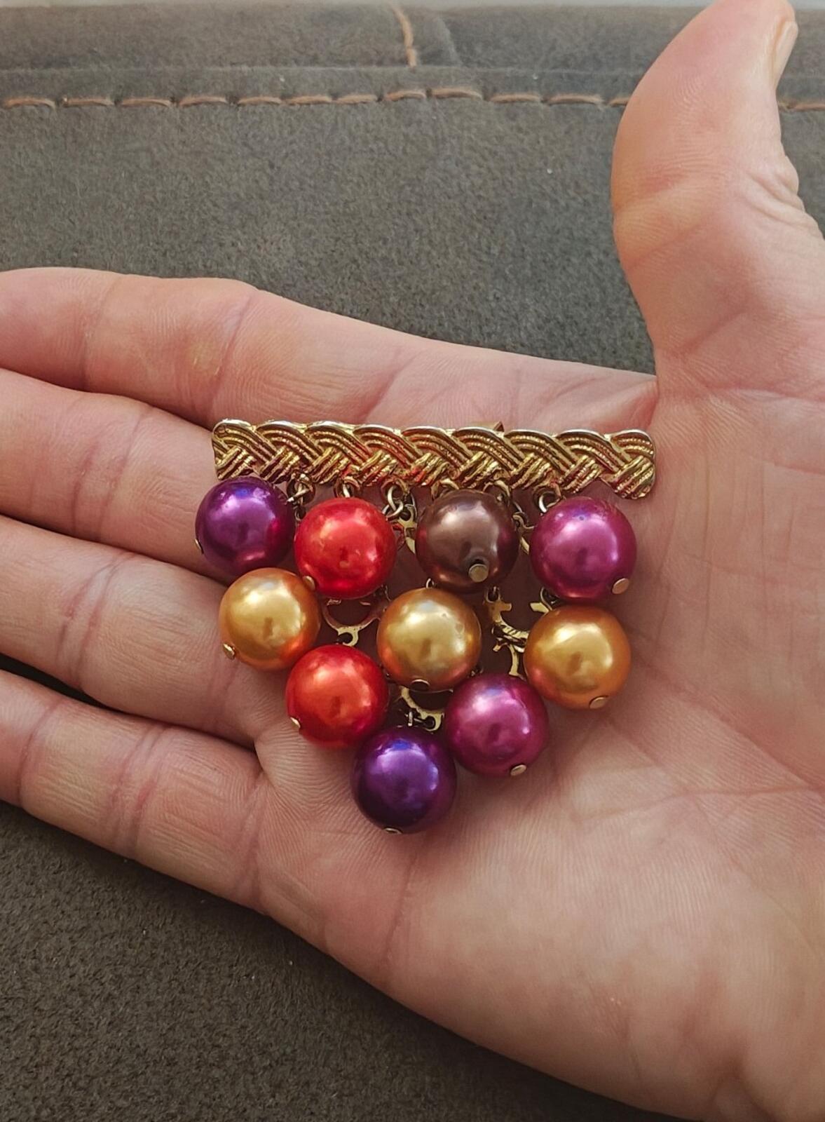 1960s Chandelier Style Gold Tone With Colorful Beads