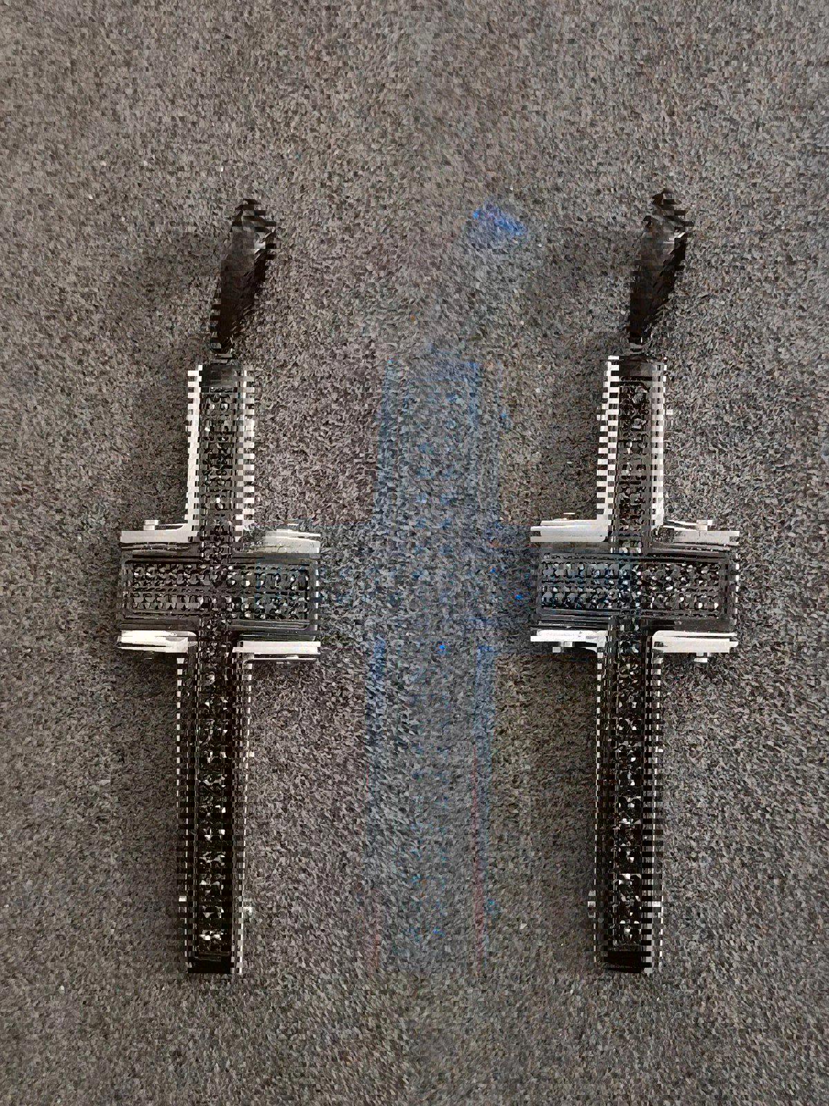 Vintage Gothic Steel Black CZ Cross Pendant