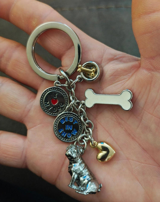 1990s Vintage I Love My Dog Purse Charm Keyring