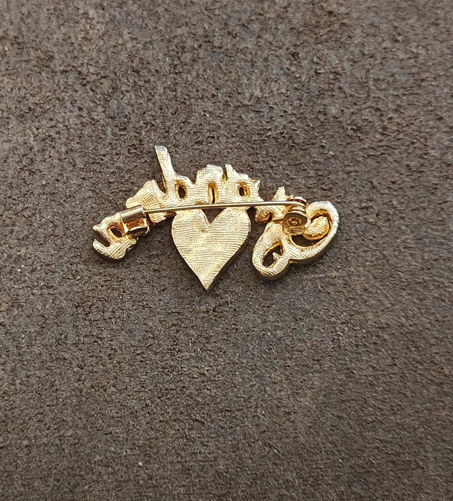 1980s Rainbow Glitter Gold Tone Grandma Brooch