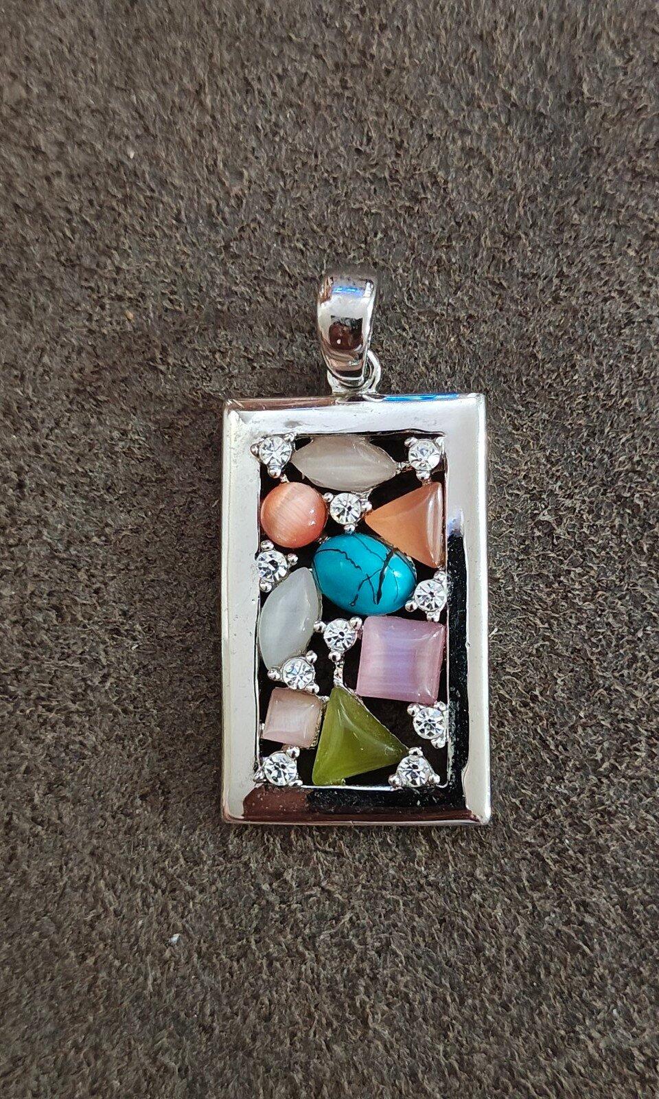 Lia Sophia Galileo Turquoise And Pastel Silver Tone Pendant