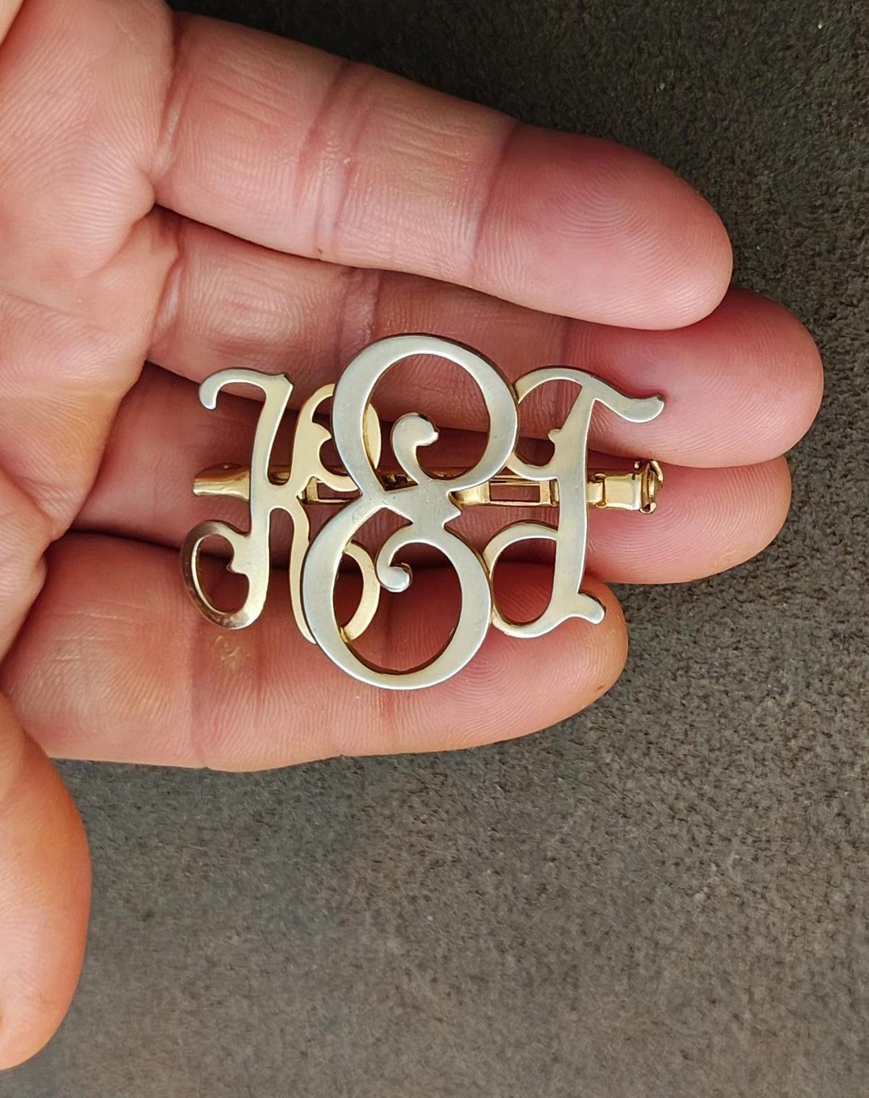 1950s Vintage Monogram Initial KEG Gold Tone Brooch Pin.