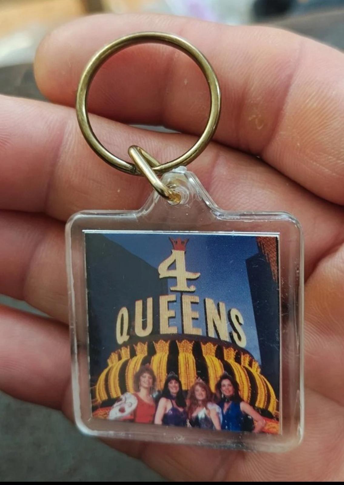 1990s Vintage Four Queens Hotel Casino Downtown Las Vegas Hard  Plastic Keychain