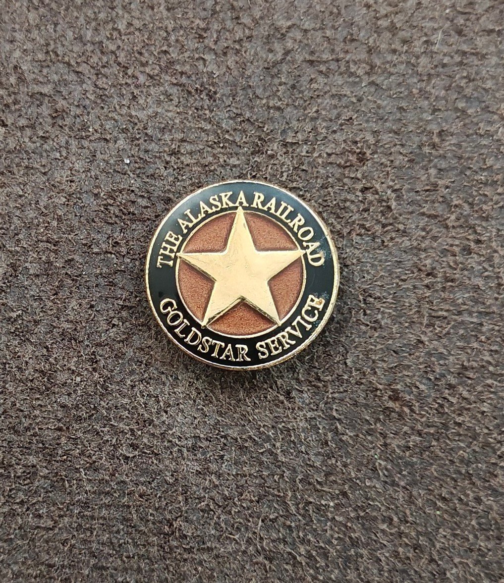 Alaska Railroad Goldstar Service Gold Tone Enamel Pin