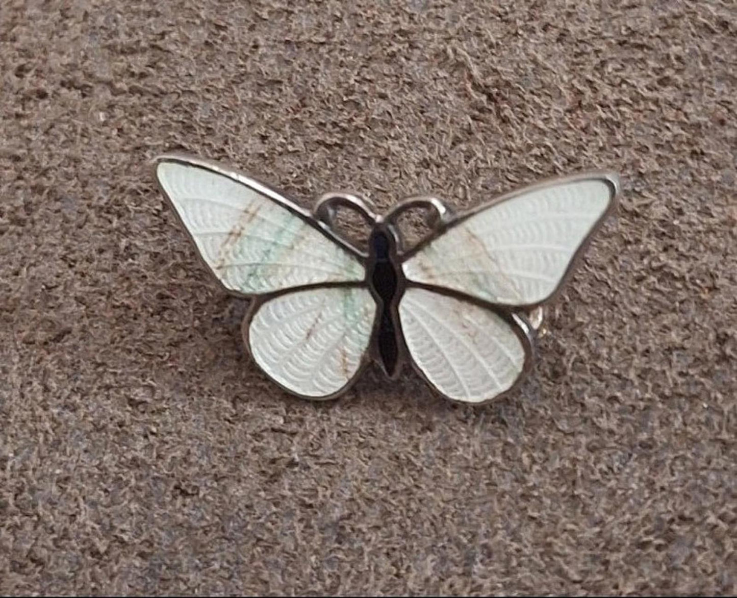1960’s White & Black Enamel Butterfly Pin Brooch