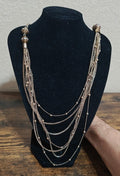 Boho Style Gold Tone Layered Multi-Strand Mixed Chains Statement Necklace