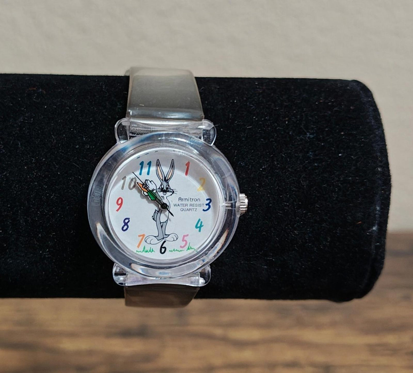 1990s Armitron Bugs Bunny Women's Watch With Clear Plastic Band