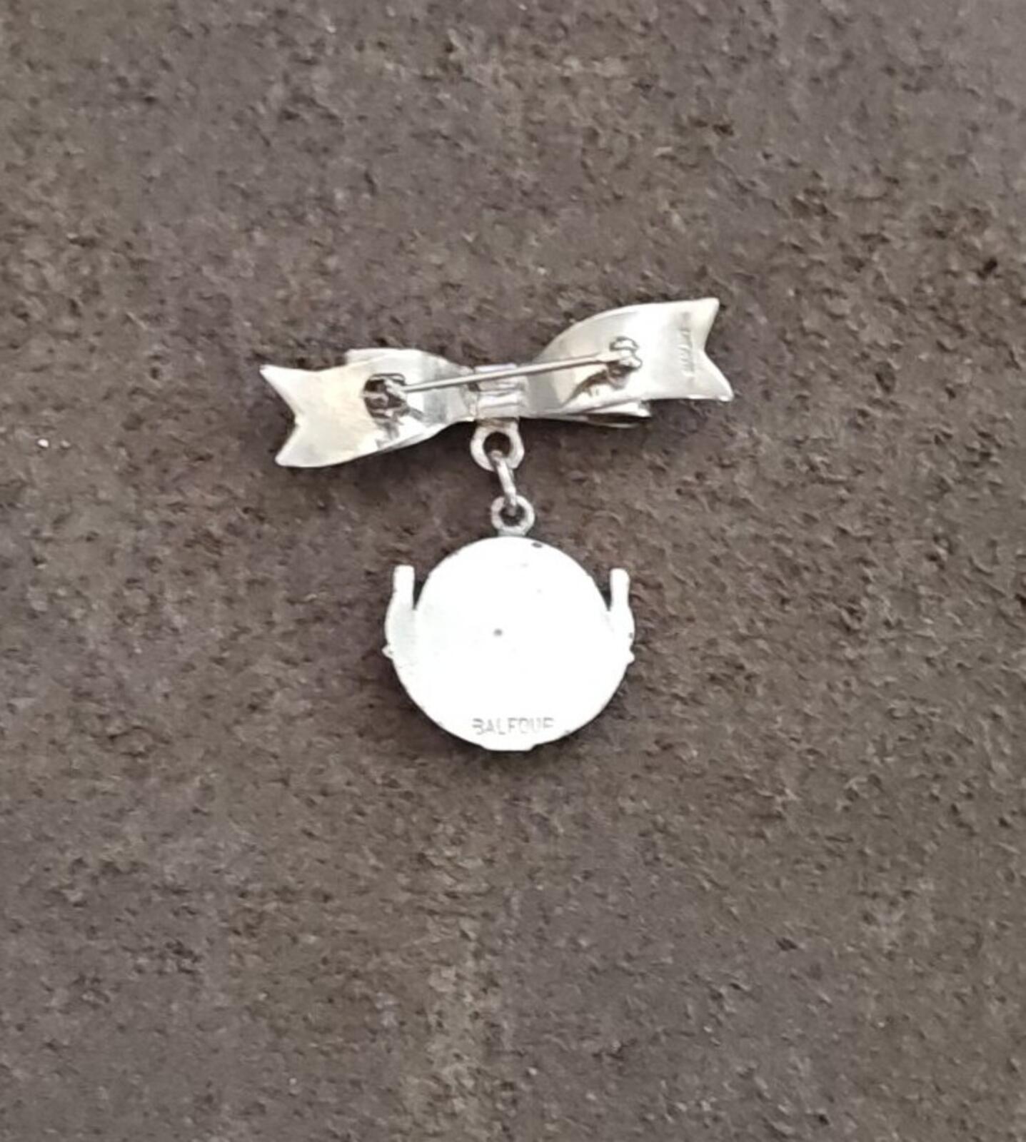 1950s Silver Tone Ebonite Tornado Bowling Ball Dangle Brooch