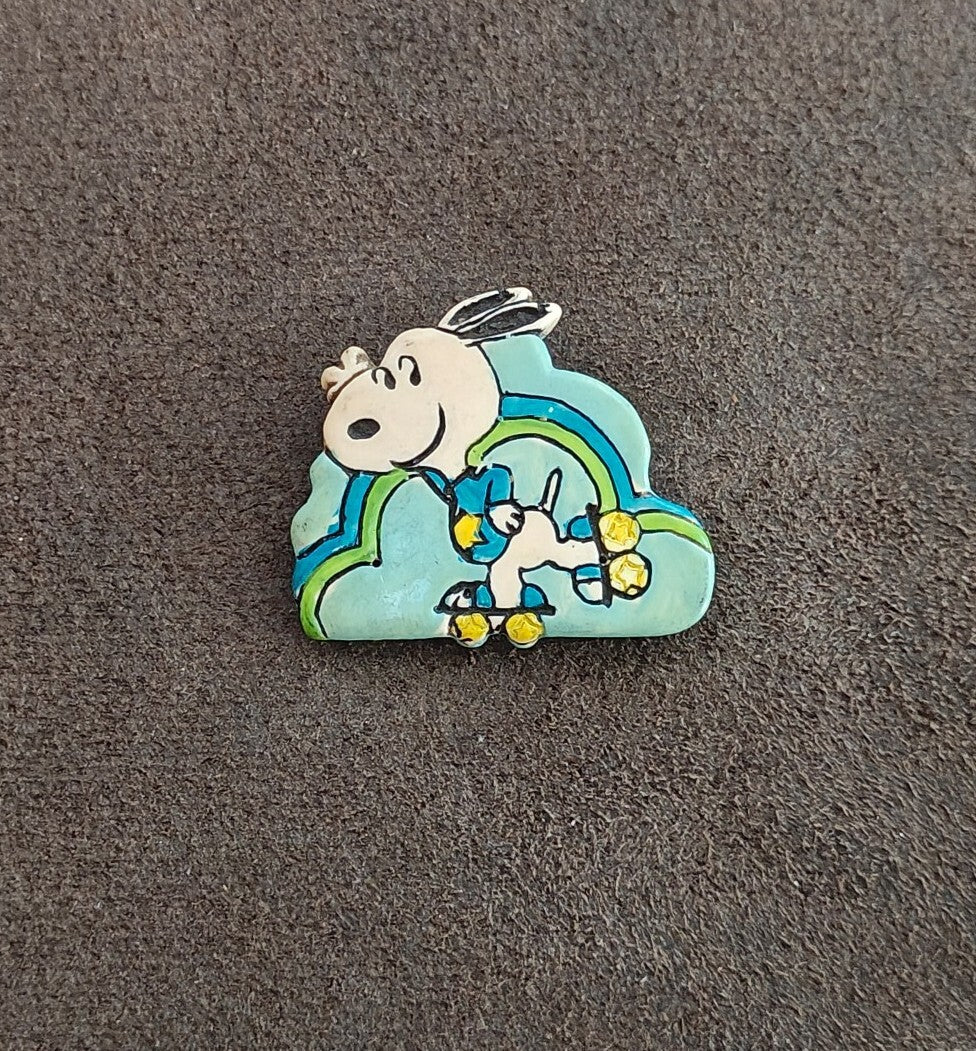 1970s Peanuts Snoopy Roller Skating Enamel Pin