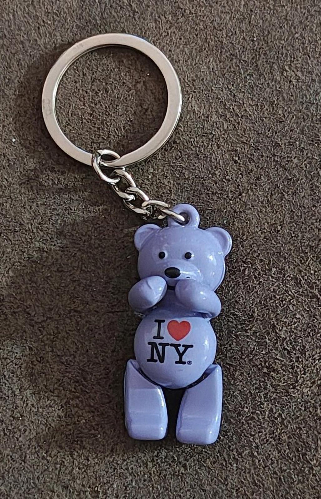 I Love NY Purple Teddy Bear Keychain With Movable Arms & Legs Keychai