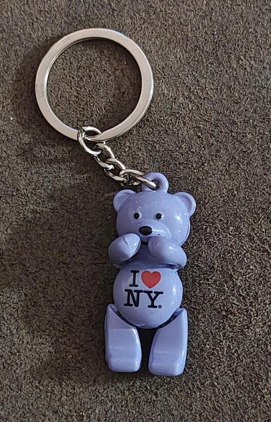 I Love NY Purple Teddy Bear Keychain With Movable Arms & Legs Keychai