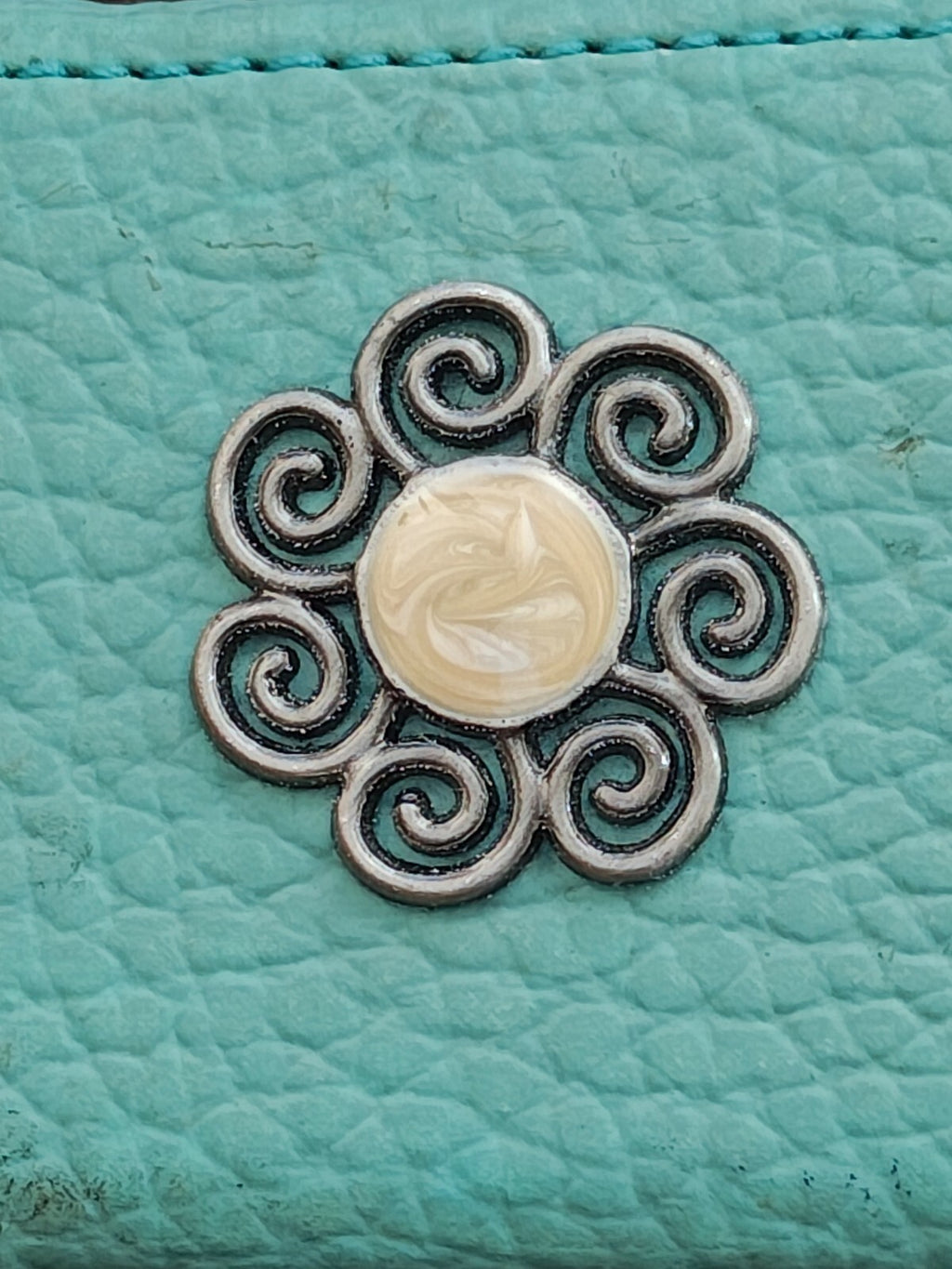1980s Turquoise Pebbled Swirl Design Mini Trinket & Pill Box