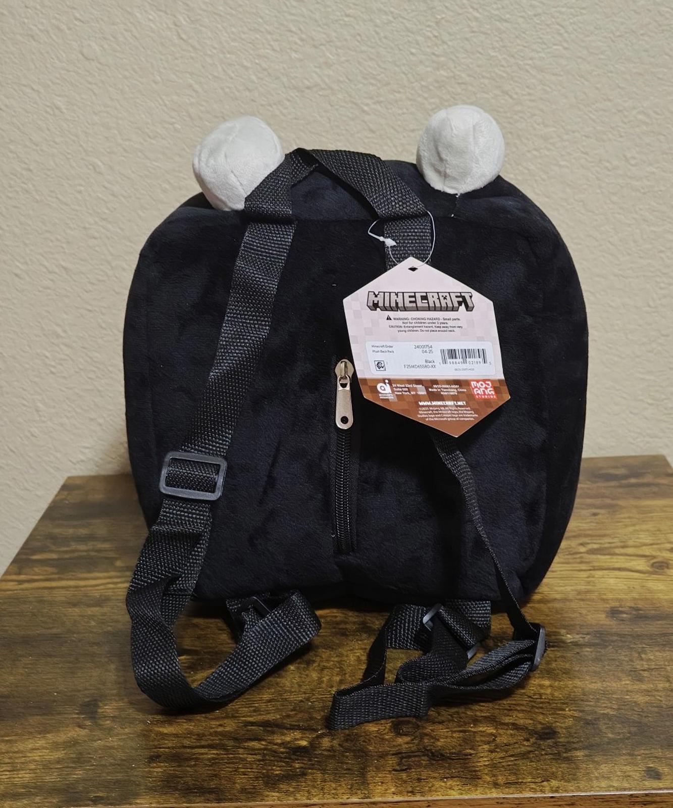 Minecraft Boys Ender 12.5" Black Plush  Backpack NWT