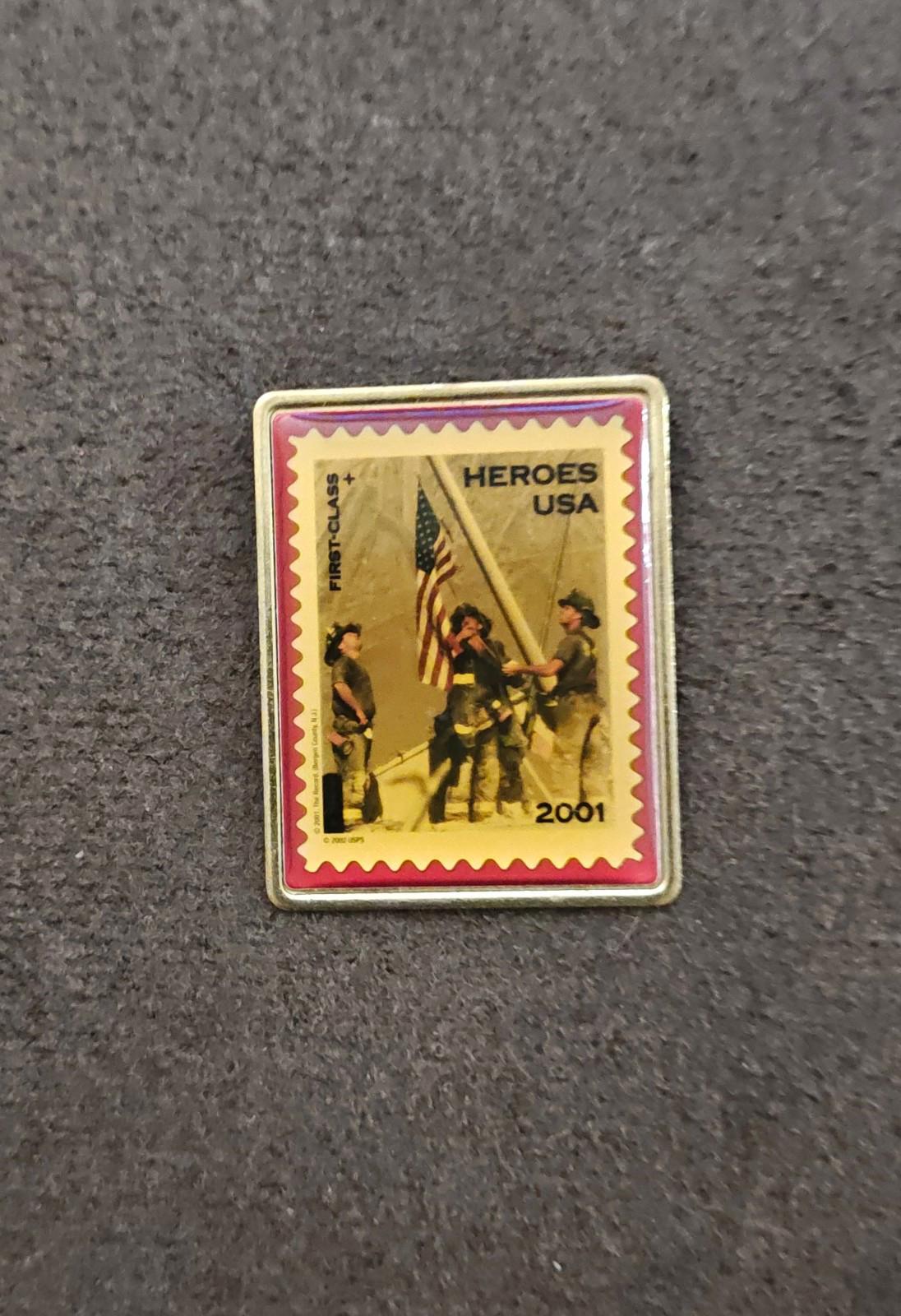 United States Postal Service "Heroes USA 2001" Commemorative Stamp Gold Tone Pin