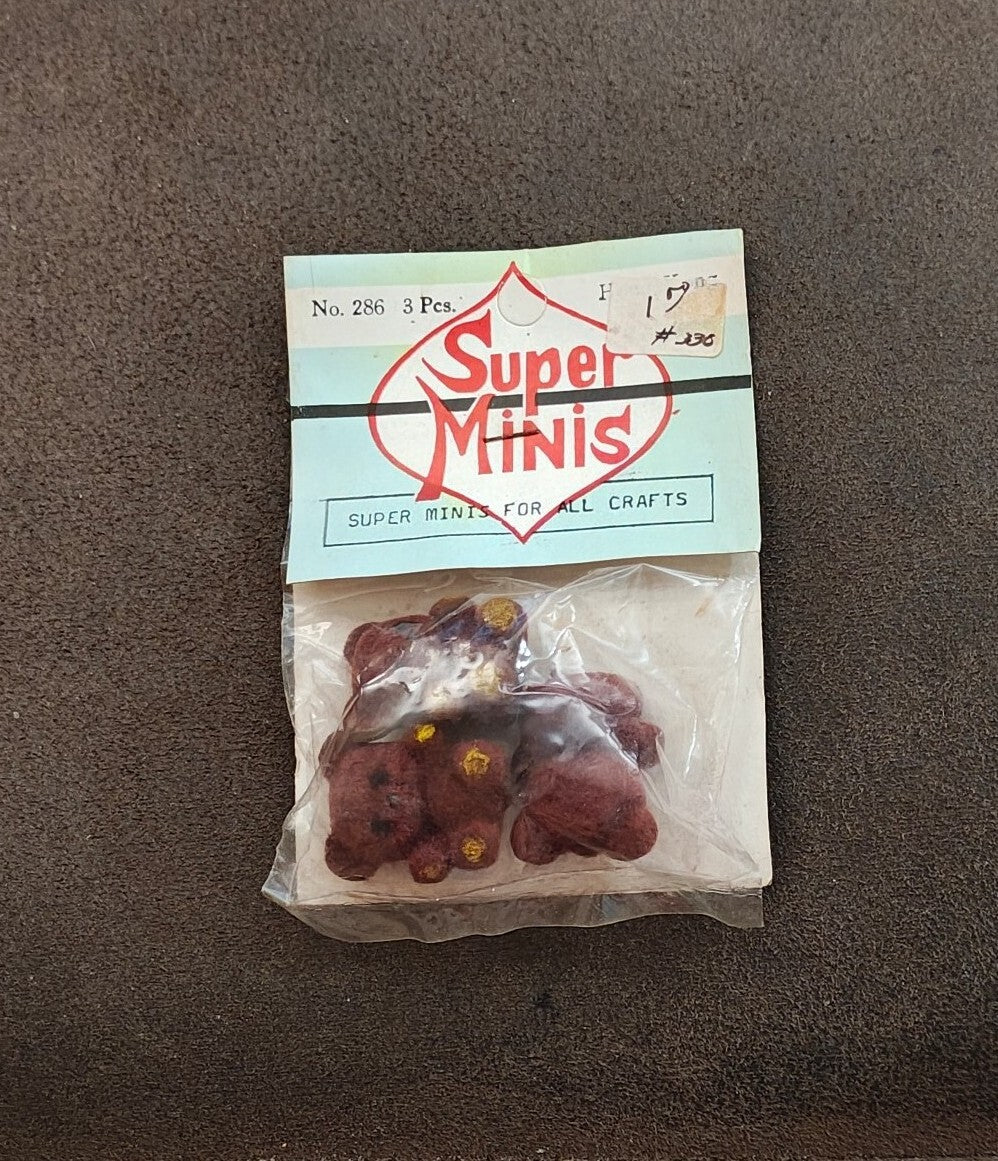 70s Dollhouse Miniatures Flocked Teddy Bear Mini Figures