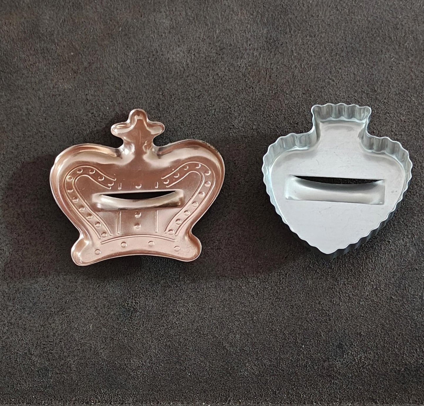1960s Copper Tone Crown and Silver Tone Spade Cookie Cutters