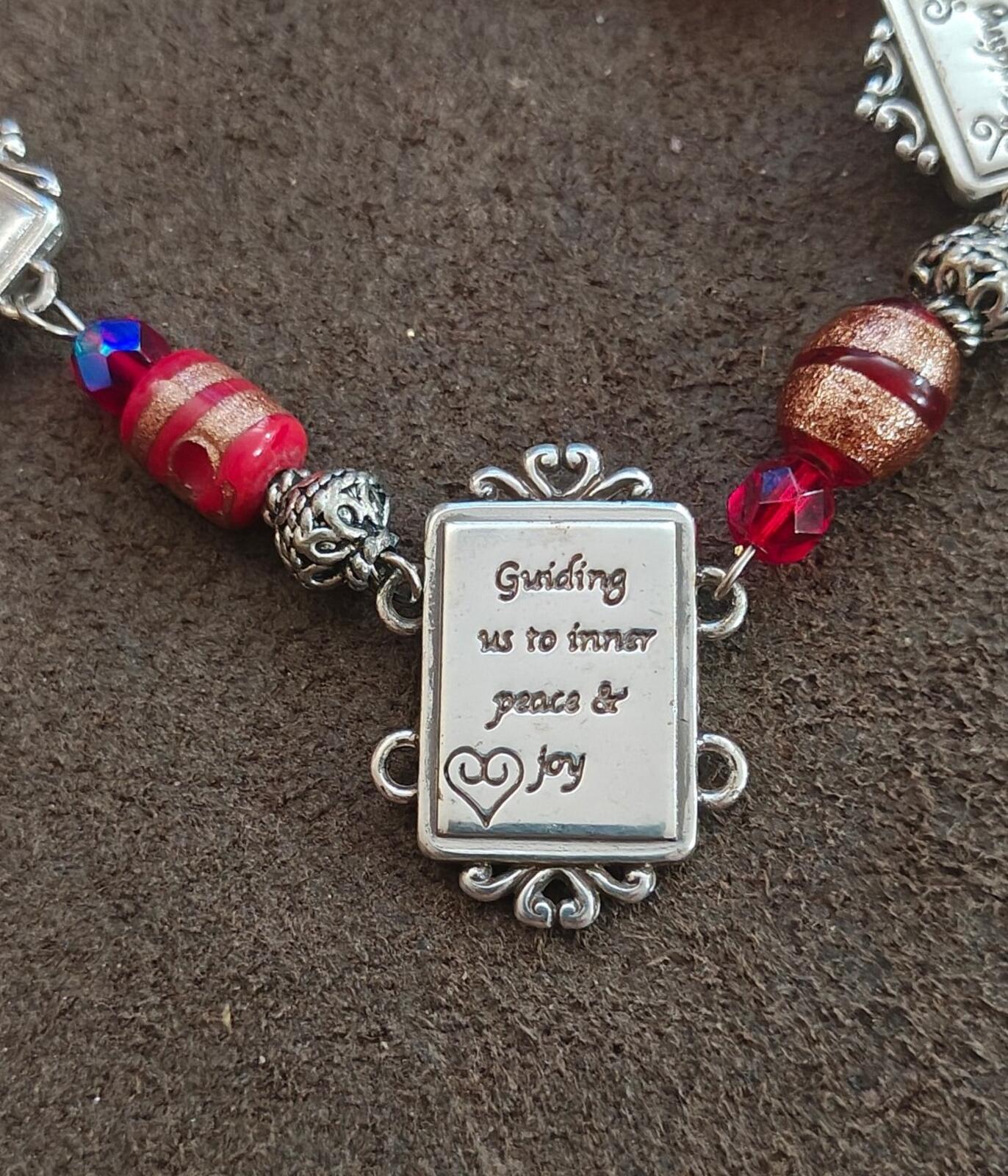 1990s Retired Brighton Silver Plate Portrait Link Bracelet (Peace & Joy Series)