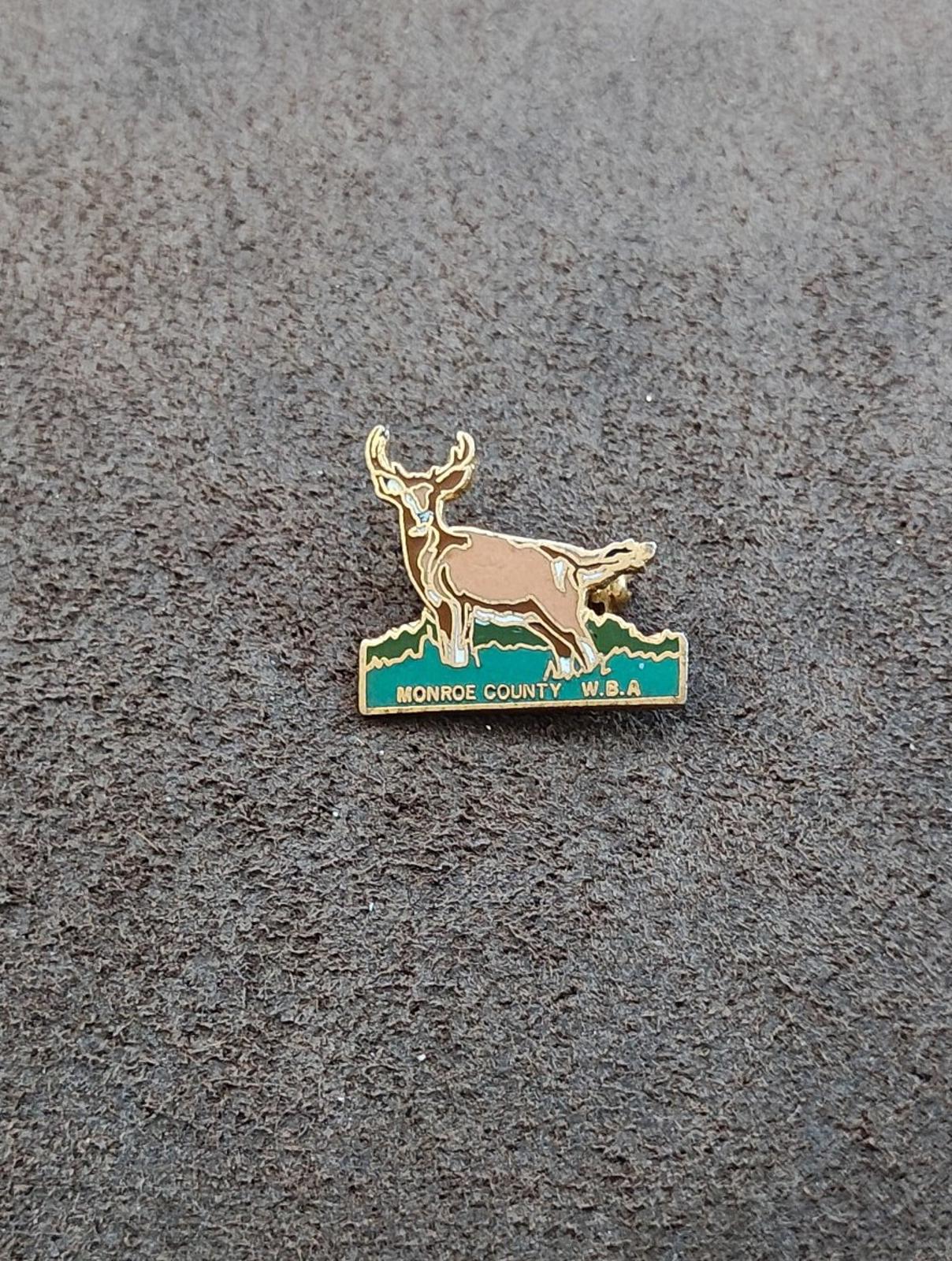 1980s Vintage Rare Monroe County W.B.A. Deer Gold Tone Enamel Pin