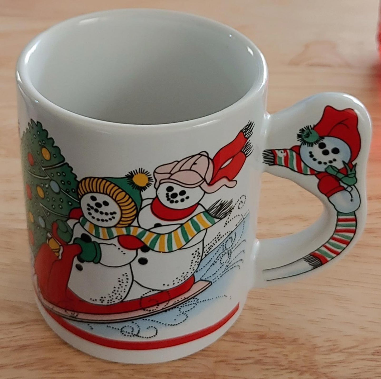 1990's Snowmen Sledding Coffee Mug