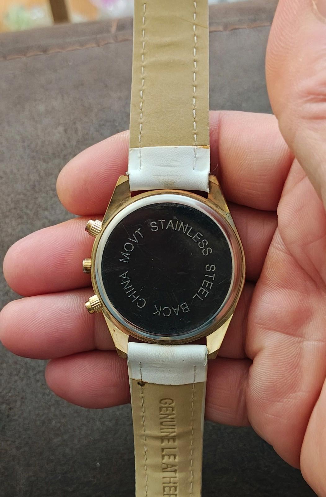 Verona Quartz With White Band Gold Tone White Dial Ladies Watch