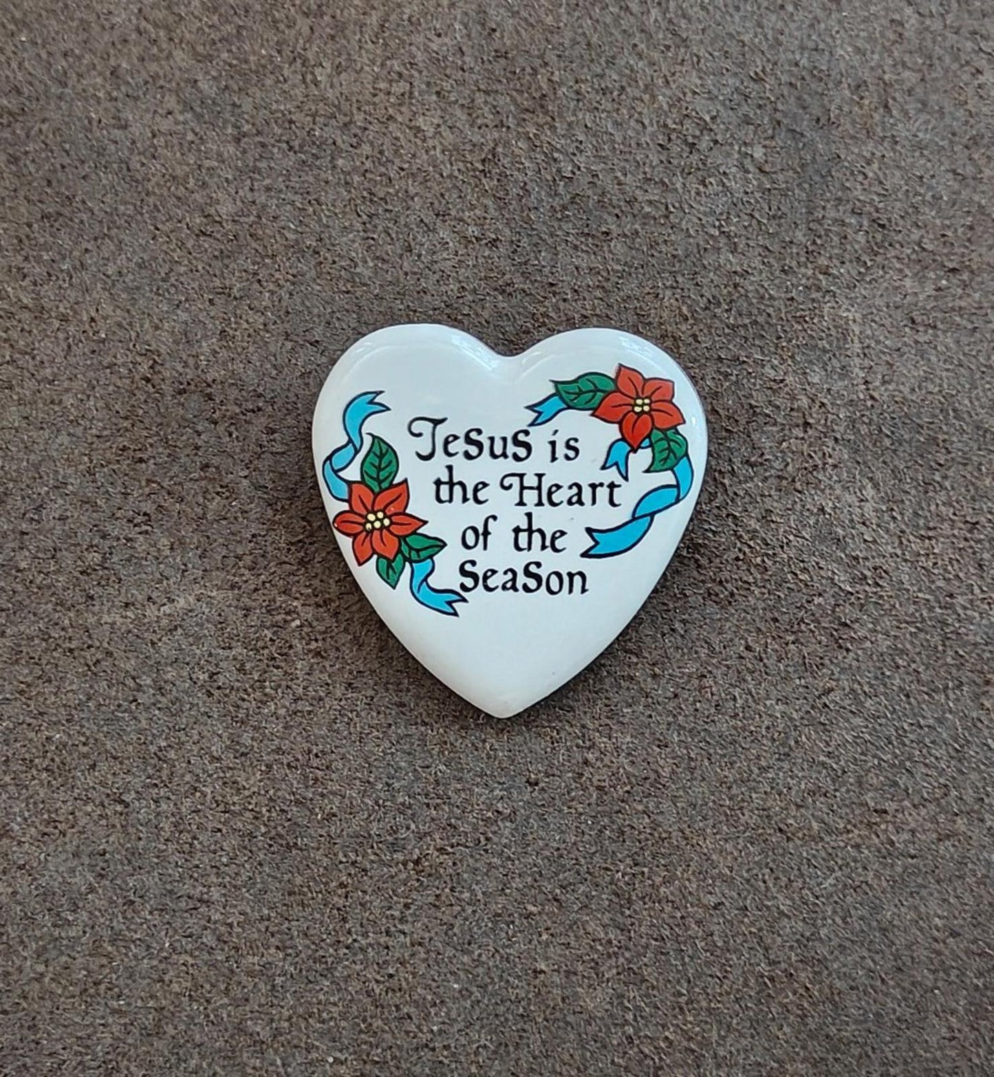1994 House of Lloyd Jesus is the Heart of the Season Ceramic Pin